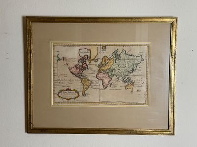 Framed 'Carte Reduite Du Globe Terrestre' World Map Print