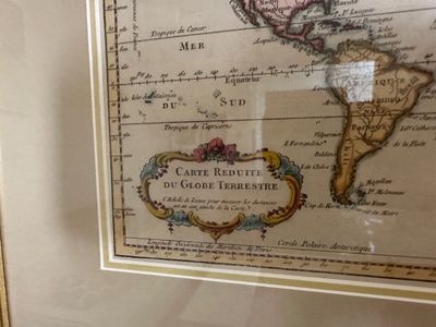 Framed 'Carte Reduite Du Globe Terrestre' World Map Print