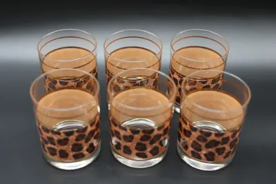 Vintage Culver Leopard Print Double Old-Fashioned Glasses – Set of 6