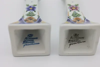 Polychrome Holland Keramiek Hand-Painted Candlesticks