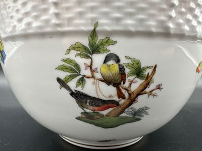 Vintage Herend Hungary Large Hand Painted Porcelain Bowl