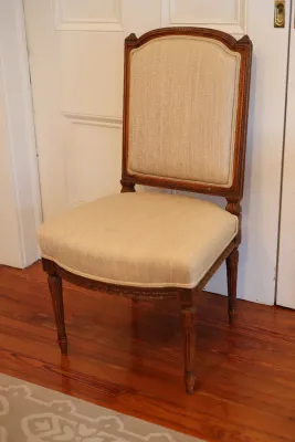 Louis XVI Style Carved Wood Upholstered Side Chair