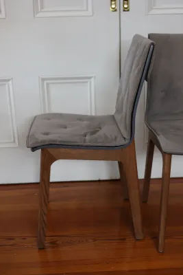 Pair of Modern Gray Upholstered Dining Chairs