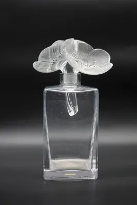 Lalique Crystal Flower Stopper with Decanter