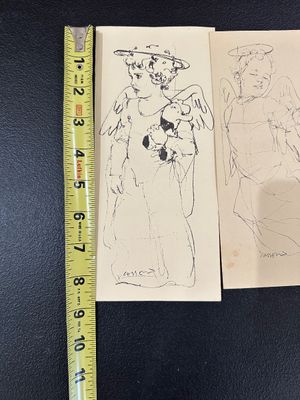Casselli- Three Original Angel Drawings / Holiday Cards – From the Estate of New Orleans Art Patron Sonny Norman