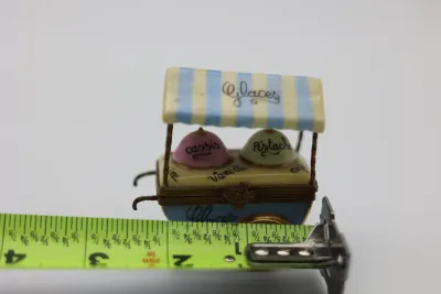 Limoges France Hand-Painted Ice Cream Cart Trinket Box