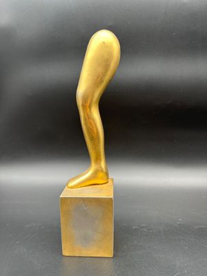 Modernist Gilt-Metal Surrealist Leg Sculpture