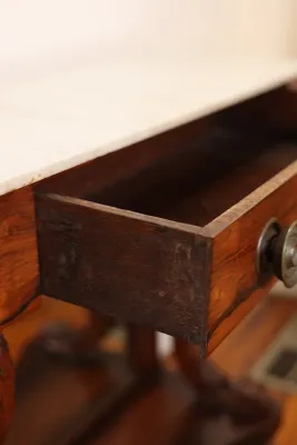 William IV Carved Rosewood Pier Table with Marble Top, circa 1825