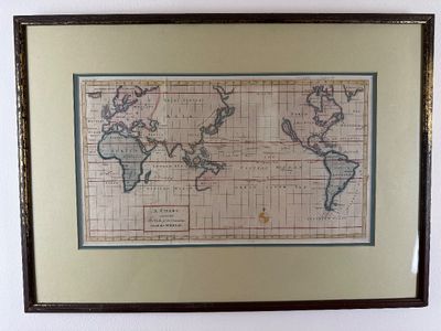 Framed Antique Style World Map Chart of the Centurion