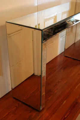 Contemporary Mirrored Glass Console Table