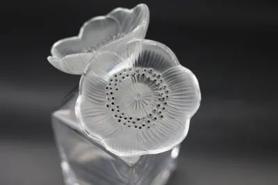 Lalique Crystal Flower Stopper with Decanter