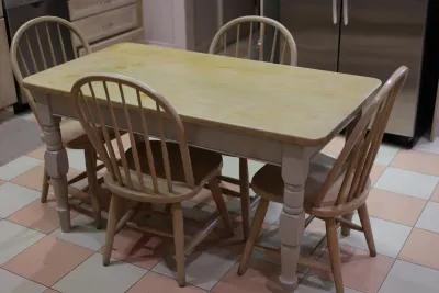 Farmhouse Dining Table with Four Windsor Chairs