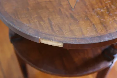Mahogany Two-Tier Side Table with Star Inlay
