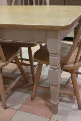 Farmhouse Dining Table with Four Windsor Chairs