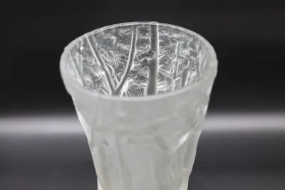 Large Frosted Glass Tree Relief Vase