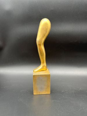Modernist Gilt-Metal Surrealist Leg Sculpture