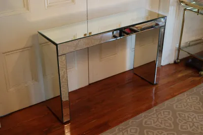 Contemporary Mirrored Glass Console Table