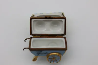 Limoges France Hand-Painted Ice Cream Cart Trinket Box