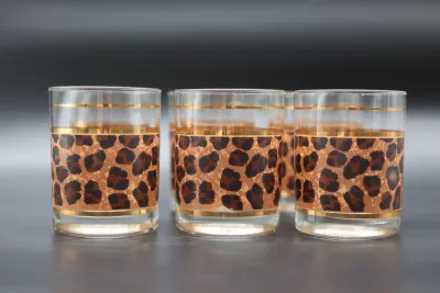 Vintage Culver Leopard Print Double Old-Fashioned Glasses – Set of 6