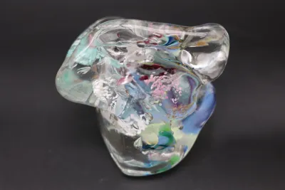 Multicolor Freeform Art Glass Sculpture