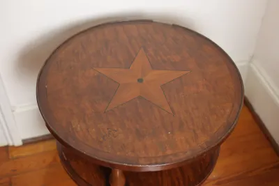Mahogany Two-Tier Side Table with Star Inlay