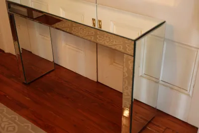 Contemporary Mirrored Glass Console Table