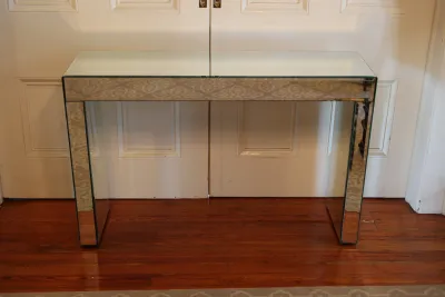Contemporary Mirrored Glass Console Table