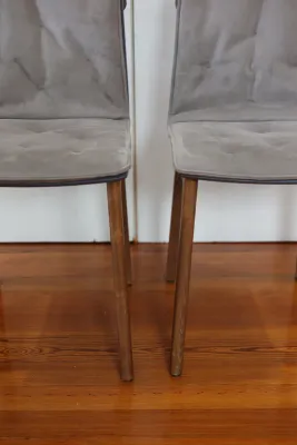 Pair of Modern Gray Upholstered Dining Chairs