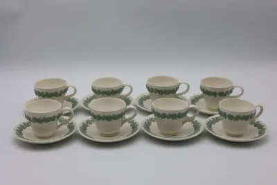 Vintage Wedgwood Embossed Queen’s Ware Salad Plates & Demitasse Cups