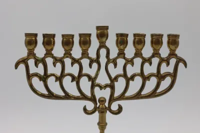 Vintage Made in India Brass 9-Light Hanukkah Menorah