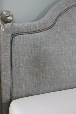 King Size Gray Upholstered Arched Headboard with Matress