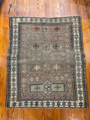 Antique Caucasian Shirvan Hand-Knotted Wool Rug