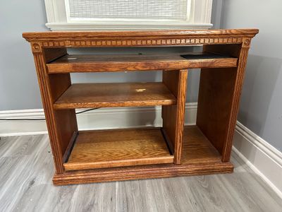 Vintage Oak Computer Desk with Pull-Out Trays