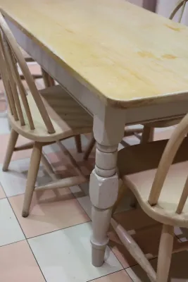 Farmhouse Dining Table with Four Windsor Chairs