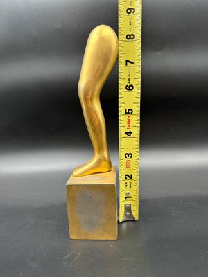 Modernist Gilt-Metal Surrealist Leg Sculpture