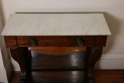 William IV Carved Rosewood Pier Table with Marble Top, circa 1825