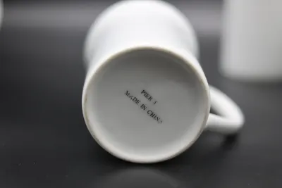 Pier 1 Luminous White Porcelain Double Scroll Mugs – Set of 7