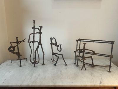 Signed Welded Metal Musician Sculpture Ensemble