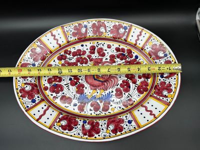 FIMA Deruta Hand-Painted Italian Majolica Rooster Platter