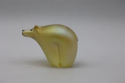 Signed Gartner & Flume Iridescent Art Glass Bear Sculpture