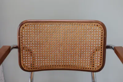 Marcel Breuer Cesca-Style Cane & Chrome Armchair