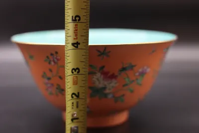 Chinese Coral-Ground Famille Rose Porcelain Bowl
