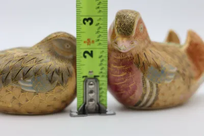 Japanese Kutani Porcelain Mandarin Duck Figurines