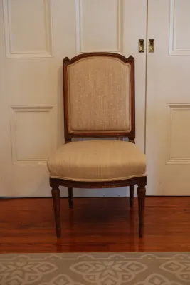 Louis XVI Style Carved Wood Upholstered Side Chair