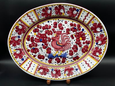 FIMA Deruta Hand-Painted Italian Majolica Rooster Platter