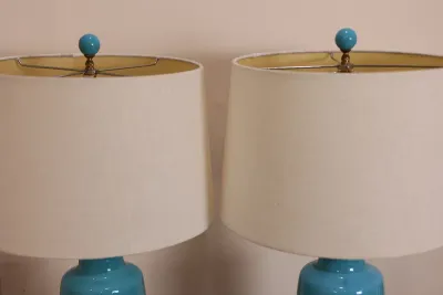 Pair of Turquoise Blue Table Lamps