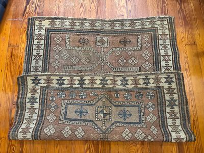 Antique Caucasian Shirvan Hand-Knotted Wool Rug