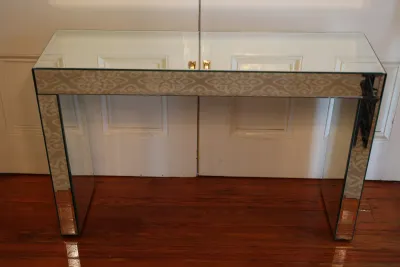 Contemporary Mirrored Glass Console Table