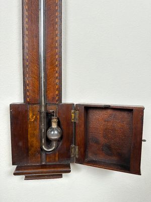 Antique English Mahogany Inlaid Mercury Stick Barometer