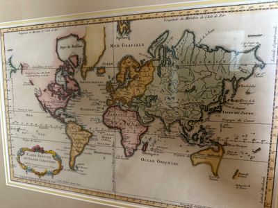 Framed 'Carte Reduite Du Globe Terrestre' World Map Print
